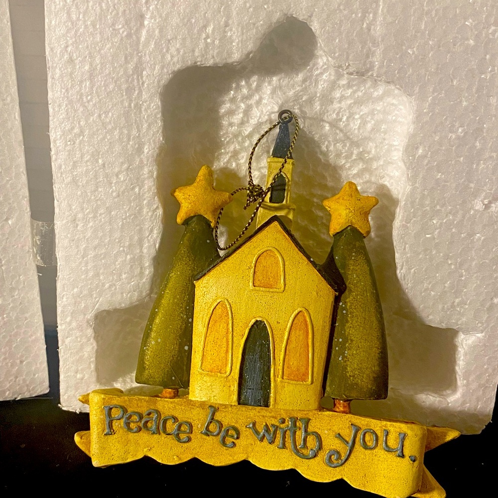 Vintage LANG Karen Good Peaceful Village NIB Ornament Peace Be With You Church